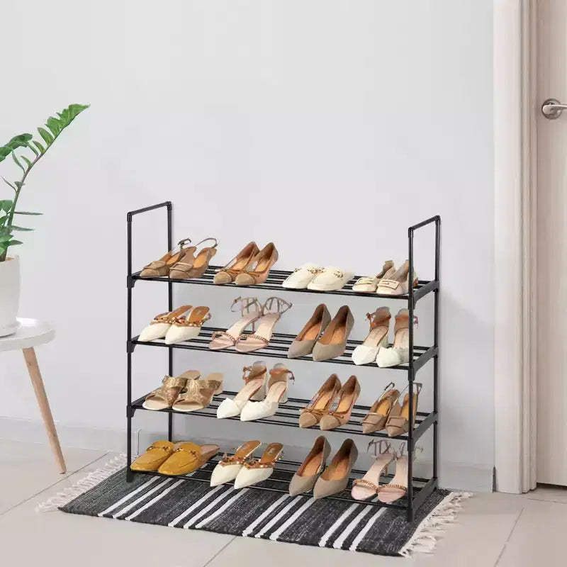 Karl Home Étagère à chaussures 8 niveaux ou 2*4 niveaux en tuyau de fer noir, 90,4 cm de large
