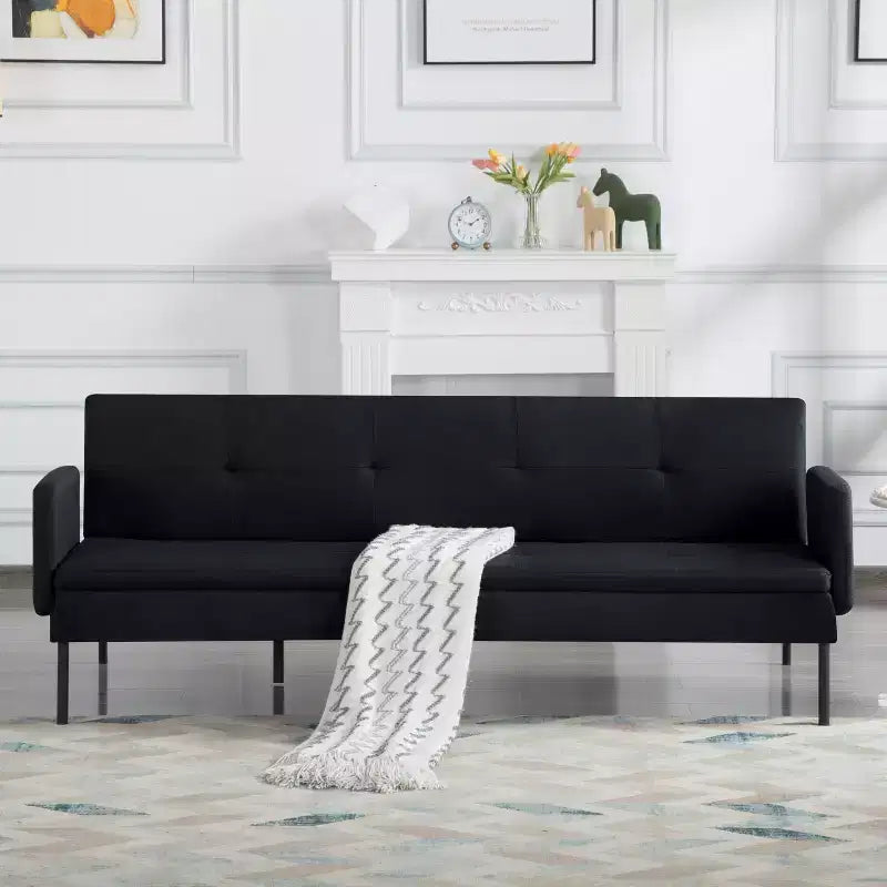 MAYEERTY 74.8 Convertible Futon Sofa Bed with 5-Position Adjustable Backrest