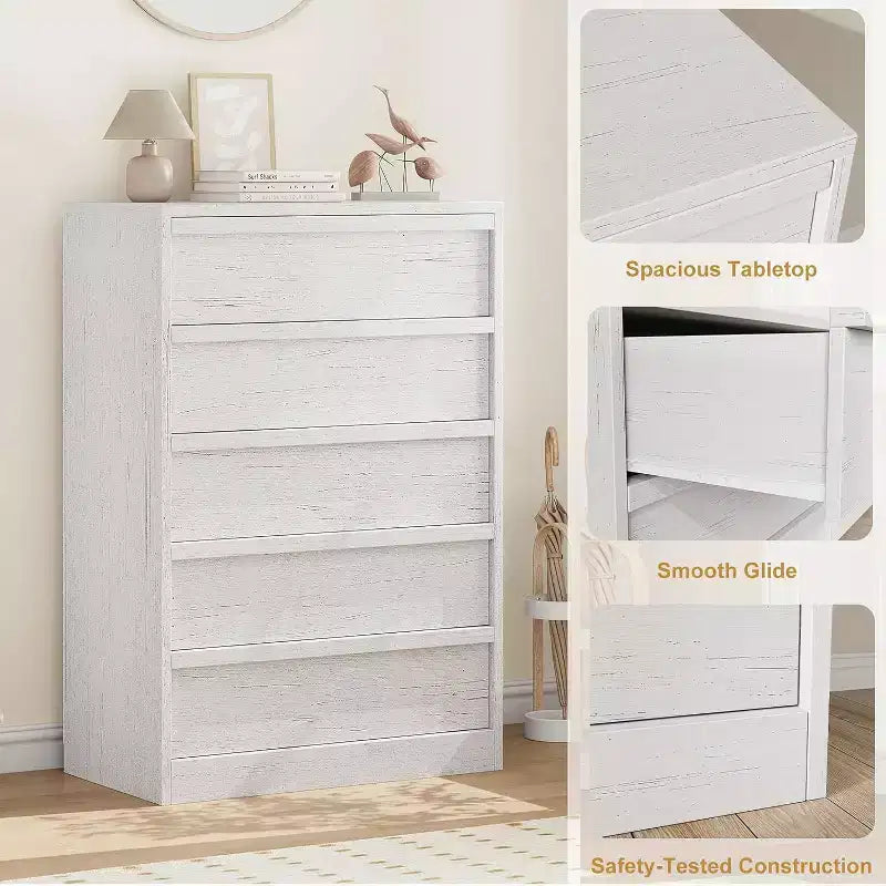 Commode en bois GustoWave, commode à tiroirs avec grands tiroirs de rangement pour chambre à coucher, salon, chambre d'enfant, entrée