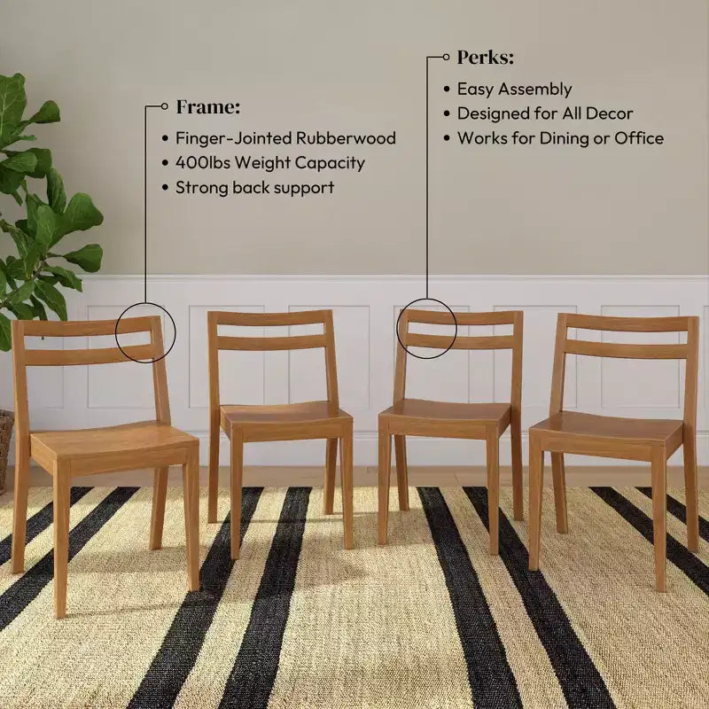 Lot de 4 chaises de salle à manger Now Furniture, chaises de cuisine modernes en bois massif