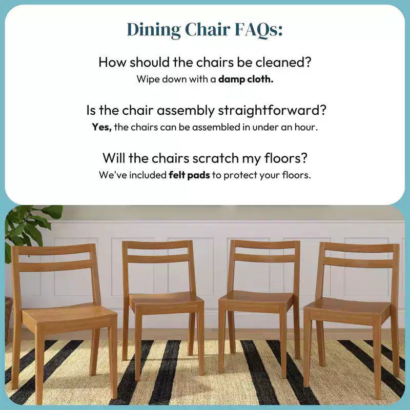 Lot de 4 chaises de salle à manger Now Furniture, chaises de cuisine modernes en bois massif