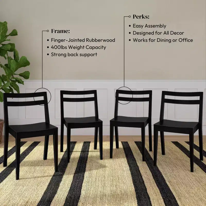 Lot de 4 chaises de salle à manger Now Furniture, chaises de cuisine modernes en bois massif
