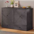 Lit escamotable Mjkone Murphy Queen, lit coffre Cube avec station de charge et espace de rangement