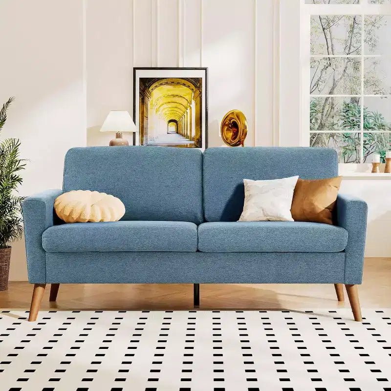 Dyonery 68 Canapé en tissu confortable avec coussin à ressorts en bois massif, siège profond moderne