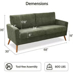 Dyonery 68 Canapé en tissu confortable avec coussin à ressorts en bois massif, siège profond moderne
