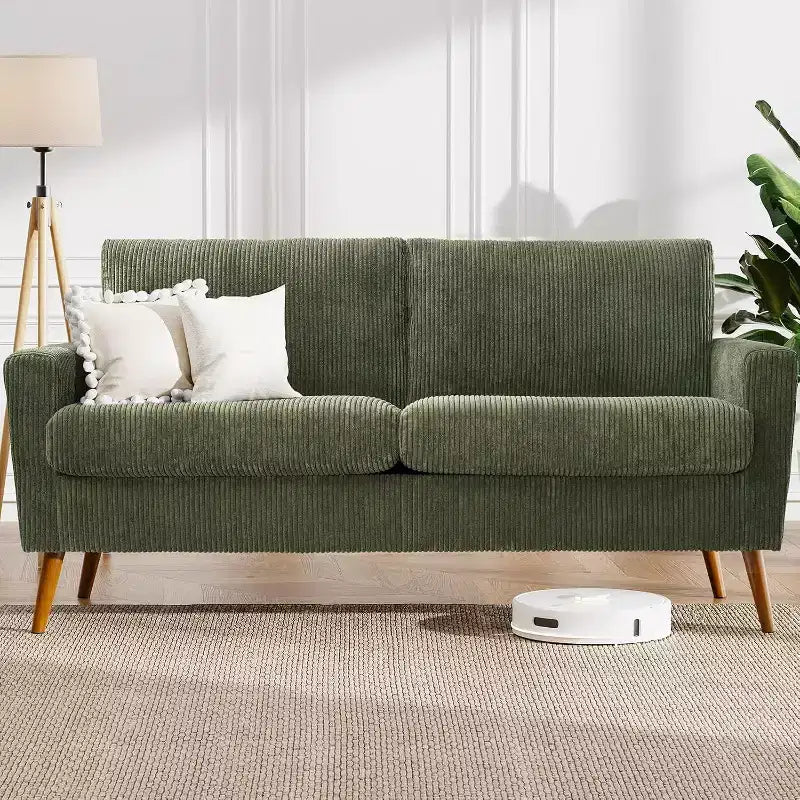 Dyonery 68 Canapé en tissu confortable avec coussin à ressorts en bois massif, siège profond moderne