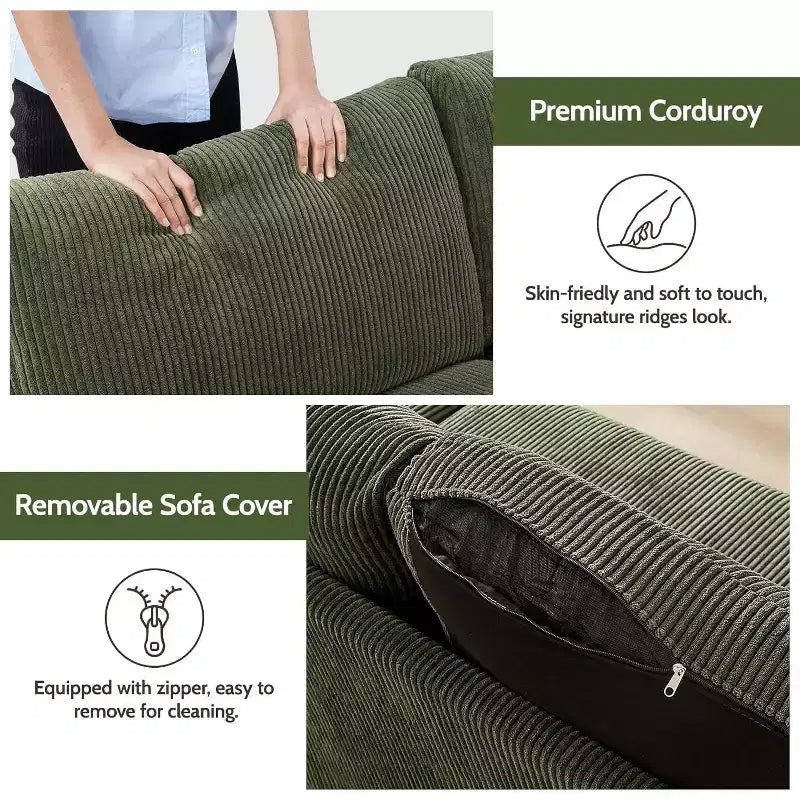 Dyonery 68 Canapé en tissu confortable avec coussin à ressorts en bois massif, siège profond moderne