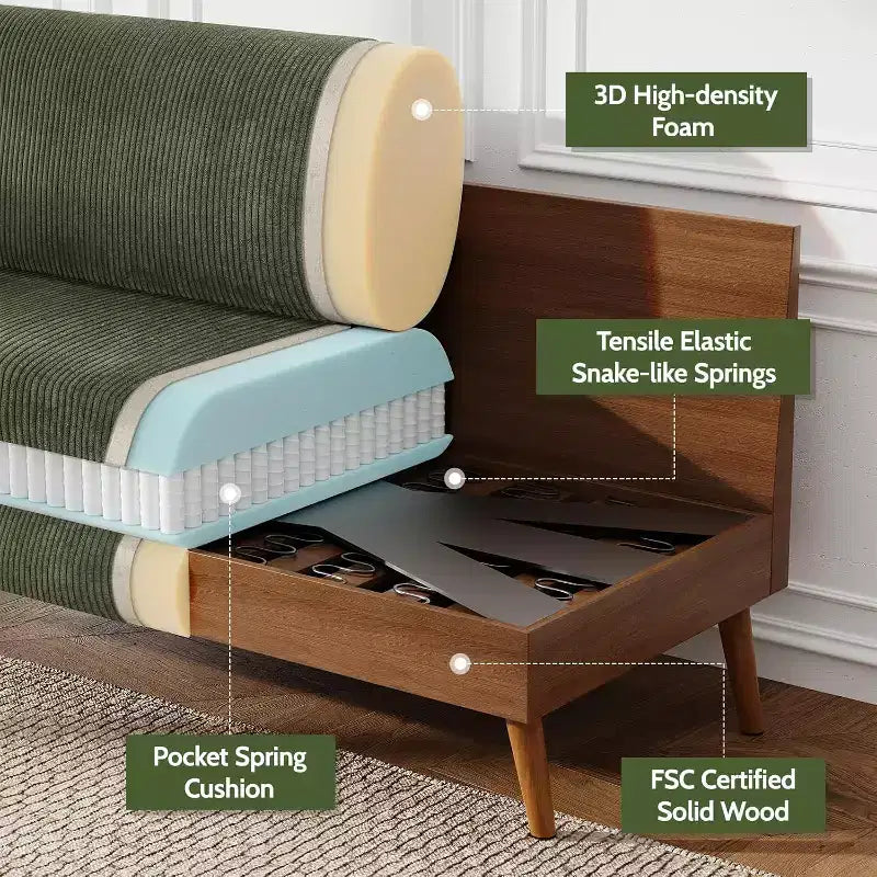 Dyonery 68 Canapé en tissu confortable avec coussin à ressorts en bois massif, siège profond moderne
