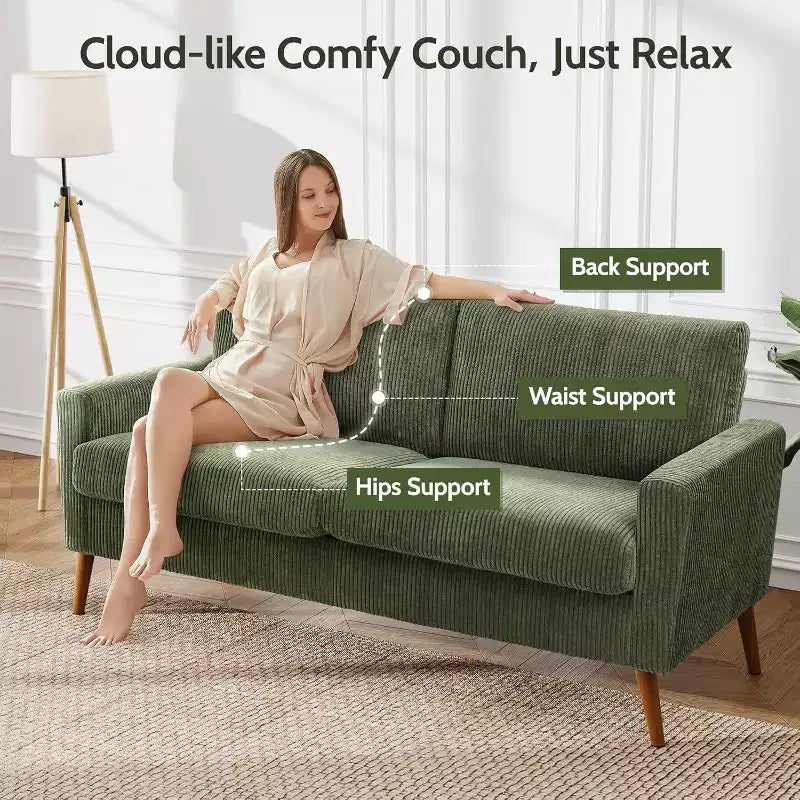 Dyonery 68 Canapé en tissu confortable avec coussin à ressorts en bois massif, siège profond moderne