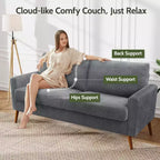 Dyonery 68 Canapé en tissu confortable avec coussin à ressorts en bois massif, siège profond moderne