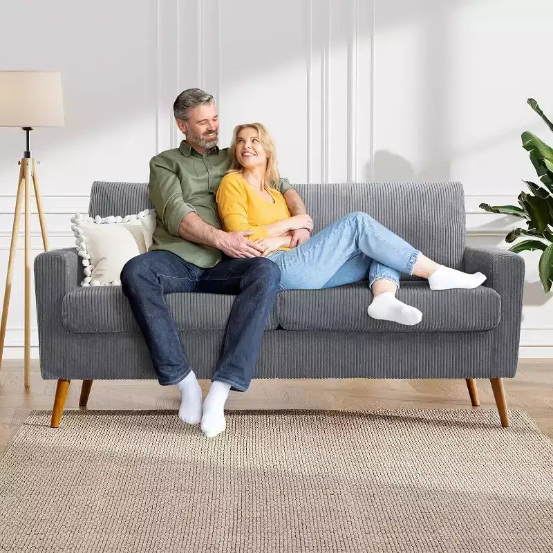 Dyonery 68 Canapé en tissu confortable avec coussin à ressorts en bois massif, siège profond moderne