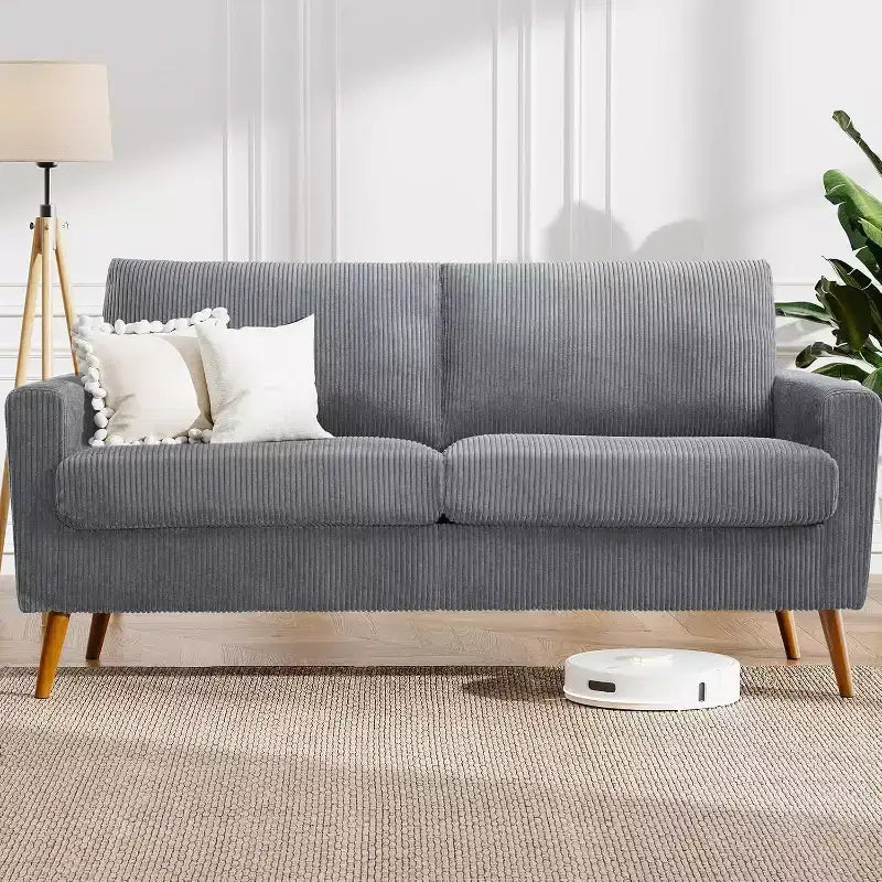 Dyonery 68 Canapé en tissu confortable avec coussin à ressorts en bois massif, siège profond moderne