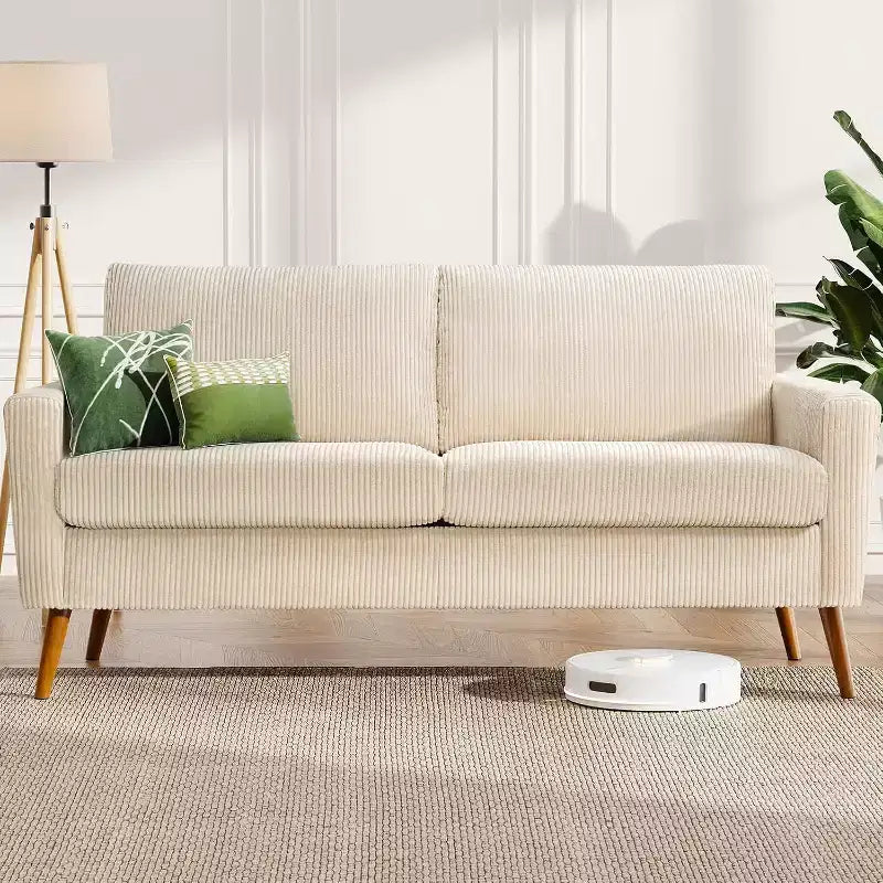 Dyonery 68 Canapé en tissu confortable avec coussin à ressorts en bois massif, siège profond moderne