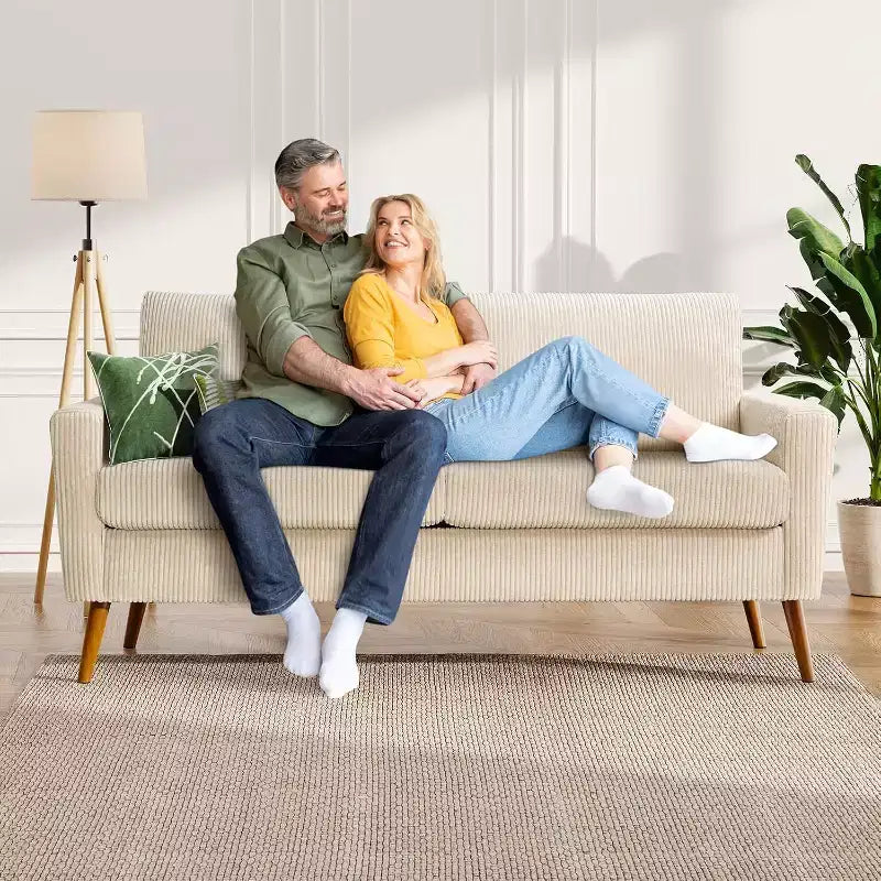 Dyonery 68 Canapé en tissu confortable avec coussin à ressorts en bois massif, siège profond moderne