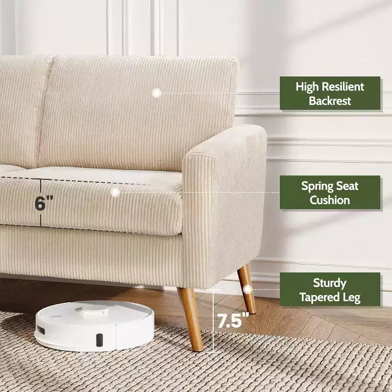 Dyonery 68 Canapé en tissu confortable avec coussin à ressorts en bois massif, siège profond moderne