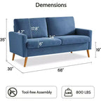 Dyonery 68 Canapé en tissu confortable avec coussin à ressorts en bois massif, siège profond moderne