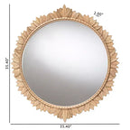Miroir mural rond d'appoint Baxton Studio Caitlin en bois finition or antique avec bordure en feuilles sculptées