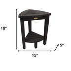 Banc de douche d'angle curviligne HomeRoots Mod Gray en teck de 18 pouces avec étagère