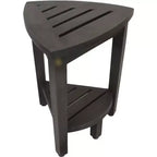 Banc de douche d'angle curviligne HomeRoots Mod Gray en teck de 18 pouces avec étagère