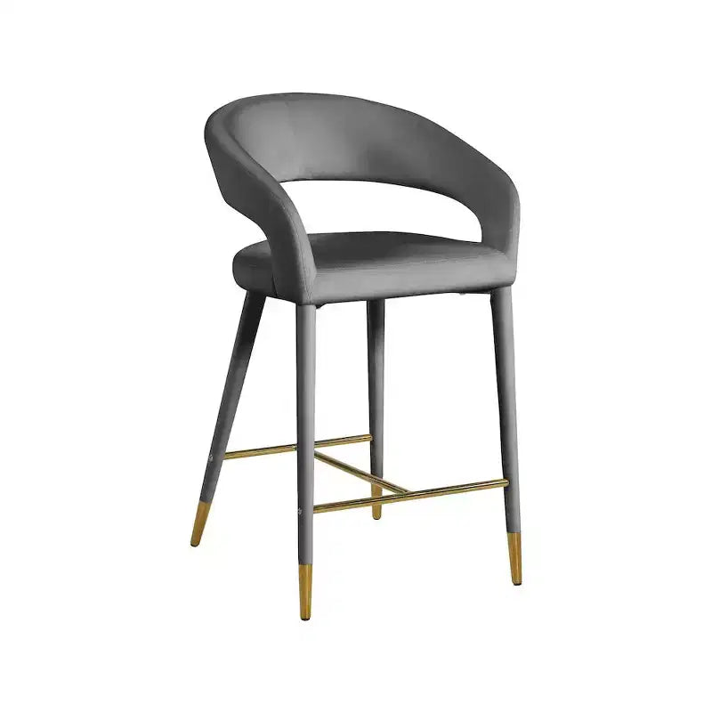 Meridian Furniture,Destiny Grey Velvet Stool