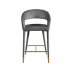 Meridian Furniture, Tabouret Destiny en velours gris