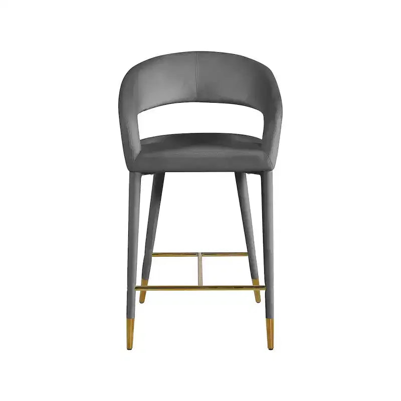 Meridian Furniture, Tabouret Destiny en velours gris