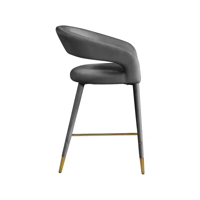 Meridian Furniture, Tabouret Destiny en velours gris