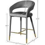 Meridian Furniture, Tabouret Destiny en velours gris