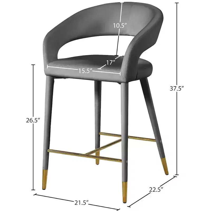 Meridian Furniture, Tabouret Destiny en velours gris