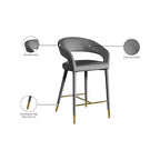 Meridian Furniture, Tabouret Destiny en velours gris