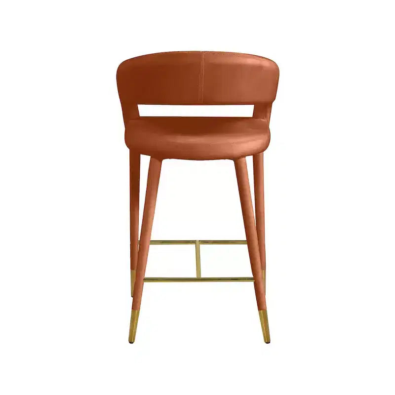 Meridian Furniture, Tabouret en velours couleur cognac Destiny