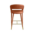 Meridian Furniture, Tabouret en velours couleur cognac Destiny
