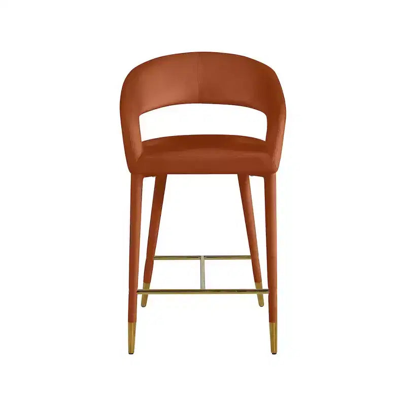 Meridian Furniture, Tabouret en velours couleur cognac Destiny
