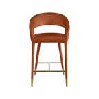 Meridian Furniture, Tabouret en velours couleur cognac Destiny