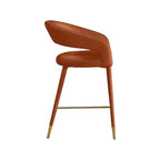Meridian Furniture, Tabouret en velours couleur cognac Destiny