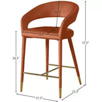 Meridian Furniture, Tabouret en velours couleur cognac Destiny