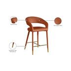 Meridian Furniture, Tabouret en velours couleur cognac Destiny