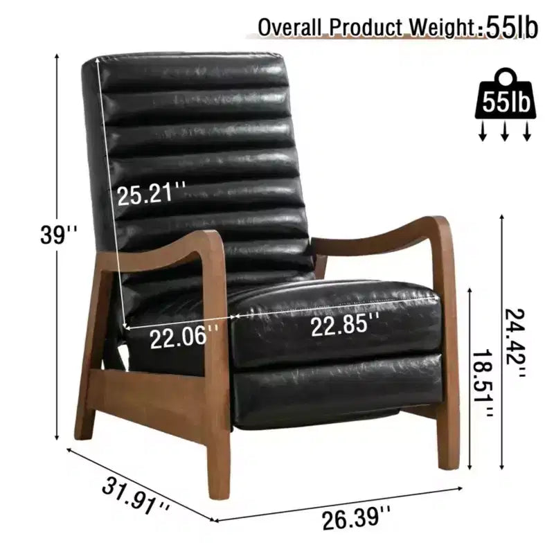 Bestier 26 Fauteuil inclinable pour adulte, fauteuil luxueux en cuir ciré à l'huile avec repose-pieds, fauteuil inclinable rembourré pour salon et lecture
