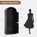 Étagère voûtée de 72 po avec 4 portes - Bibliothèque de style moderne champêtre avec étagère ouverte pour salon et chambre à coucher (noir)