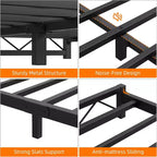 1-Piece Wavy Metal Platform Bed - 6 Low Profile Queen Size, Steel Slats No Box Spring Needed, Fits Standard Mattress