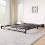 1-Piece Wavy Metal Platform Bed - 6 Low Profile Queen Size, Steel Slats No Box Spring Needed, Fits Standard Mattress