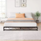 1-Piece Wavy Metal Platform Bed - 6 Low Profile Queen Size, Steel Slats No Box Spring Needed, Fits Standard Mattress