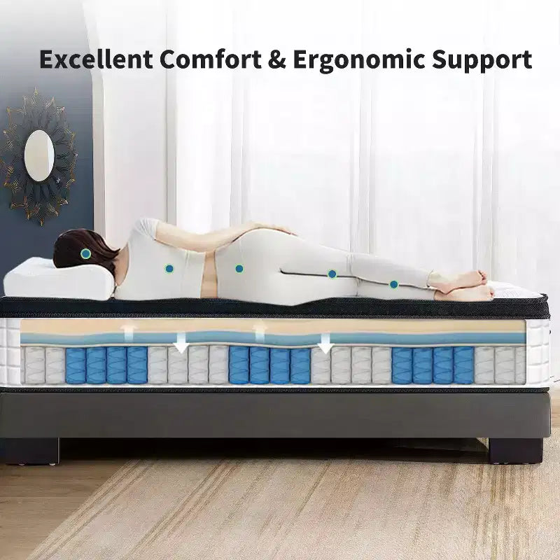 GDFStudio Cliff Modern 12 Breathable Cool Cover and Memory Foam Hybrid Mattress