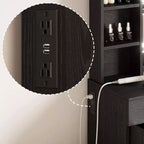 Coiffeuse avec tiroirs, ensemble de table de maquillage élégante pour chambre, avec chaise, miroir et lumières, pour chambre, noir