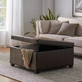 GDFStudio Stanford Contemporary Bonded Leather Channel Stitch Storage Ottoman