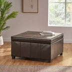 GDFStudio Stanford Pouf de rangement contemporain en cuir reconstitué avec coutures horizontales