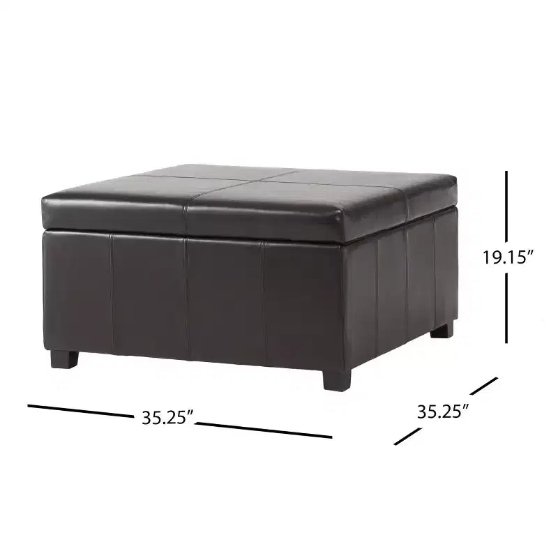 GDFStudio Stanford Pouf de rangement contemporain en cuir reconstitué avec coutures horizontales
