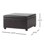 GDFStudio Stanford Pouf de rangement contemporain en cuir reconstitué avec coutures horizontales