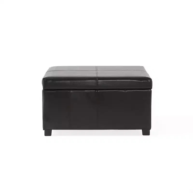 GDFStudio Stanford Pouf de rangement contemporain en cuir reconstitué avec coutures horizontales