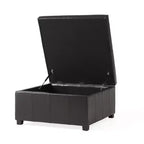 GDFStudio Stanford Pouf de rangement contemporain en cuir reconstitué avec coutures horizontales